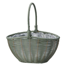 【バスケット】友膳　ガンセトオーバル　グリーンKM682《送料込み》くすみカラーがおしゃれなバスケットプランター　ナチュラル可愛い！かご寄せ植えに映える丸型バスケット鉢　他の商品と同送の場合は追加送料がかかる場合がございます。店舗からのメールをご確認ください。