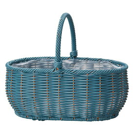 【バスケット】友膳　ガンセトワイド　ブルーKM686《送料込み》くすみカラーがおしゃれなバスケットプランター　ナチュラル可愛い！かご寄せ植えに映える丸型バスケット鉢　他の商品と同送の場合は追加送料がかかる場合がございます。店舗からのメールをご確認ください。