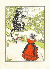 【イギリス製】不思議の国のアリス　ベージュ*ポストカード　”アリスとチェシャ猫"