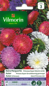 【フランス花の種】Vilmorin社　アスター PRINCESS MIXED[V-357F] Vilmorin社　花壇に夏の切り花に最適です。
