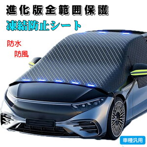 ロントガラス 凍結防止シート 2024新型 車用凍結防止カバー フロントガラス 保護カバー 6本ストラップ固定 8枚磁石内蔵 強風対策 雪対策 霜よけ 側窓とバックミラー保護 防水 防風 防塵 取付
