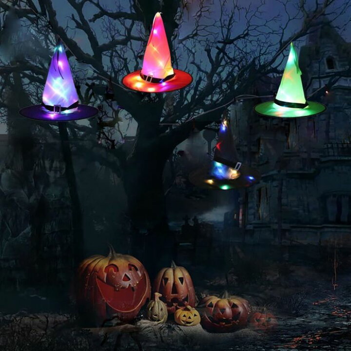 楽天市場】ハロウィンハット 魔女 帽子 LED 夜光 ハロウィン飾り 
