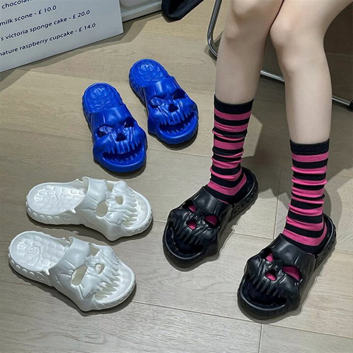 楽天市場】スカルデザインシングルバンドスライド、女性と男性のための 