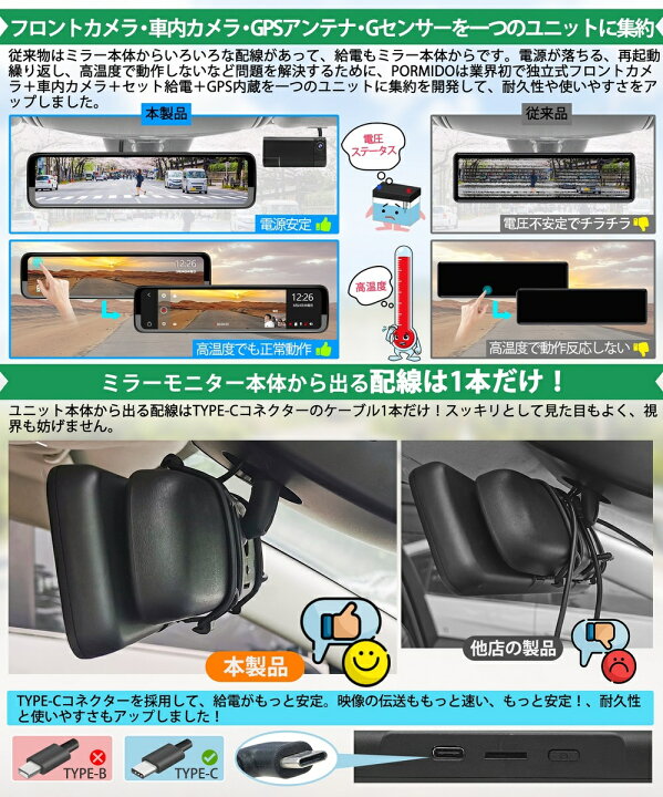 楽天市場】ズーム3カメラ ドライブレコーダー 12インチ デジタル 