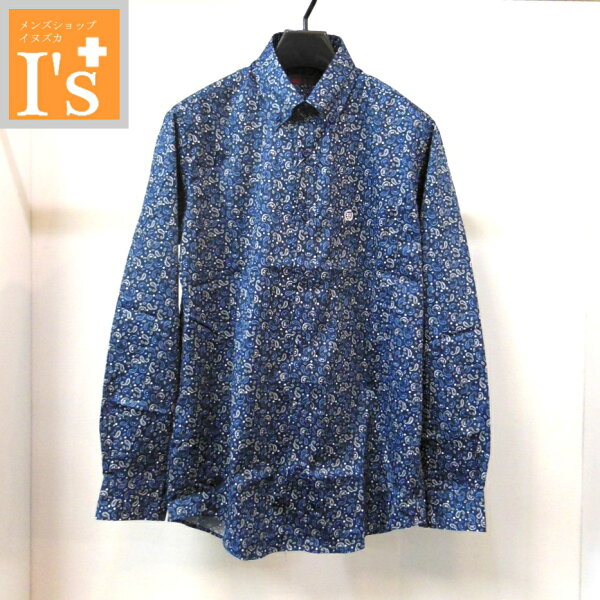 50%OFF【秋冬 お買い得 OUTLET SALE】VINCI（ヴィンチ）ペイズリー柄×総柄 デザイン 長袖 ボタンダウン ストレッチ シャツ ネイビー（紺色） 【M】【L】 アンジェロ ヴィンチ服 アウトレット セール ブランド ゴルフ 服 日本製