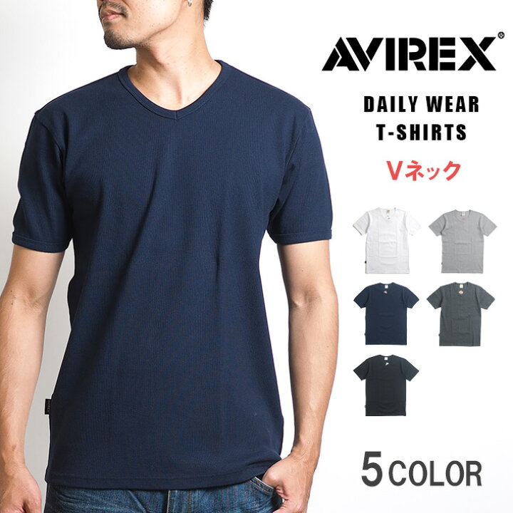 楽天市場 Avirex アビレックス デイリー Tシャツ 半袖 Vネック リブ 無地 半袖tシャツ 厚手 白紺黒 メンズ カジュアル アメカジ ミリタリー ブランド アヴィレックス M S Sanshin エムズサンシン