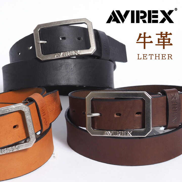 楽天市場】AVIREX アビレックス レザーベルト 牛革 ベーシック 日本製 