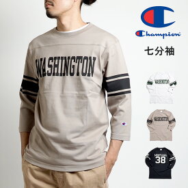 CHAMPION チャンピオン ロンT 七分袖 カレッジプリント (C3-X415) 7分袖Tシャツ メンズ カジュアル アメカジ スポーツ ブランド ホワイト グレー ブラック 白黒