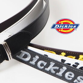 DICKIES ディッキーズ レザーベルト 合皮 ネーム刺繍 (DS0319C) 黒茶白 フリーサイズ メンズ レディース ユニセックス カジュアル アメカジ ワーク ブランド