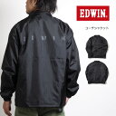 【セール20%OFF】EDWIN エドウィン コーチジャケット 同色プリント (ET1120-75) ナイロンジャケット ライトアウター 薄手 春秋 黒 ブラック メンズ カジュアル ブランド