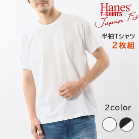 HANES ヘインズ 2パックTシャツ 半袖 2枚組 2枚セット 無地 ジャパンフィット (H5310 H5320) 半袖Tシャツ 肌着 インナー メンズ ブランド カジュアル アメカジ