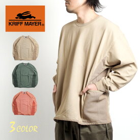 【セール20%OFF】KRIFF MAYER クリフメイヤー 長袖Tシャツ ロンティー サイド切替 ビッグポケット (2135109) クルーネック 丸首 メンズ カジュアル アメカジ アウトドア ブランド