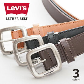LEVIS Levi's リーバイス レザーベルト 牛革 ステッチ (15116021) ベルト 本革 べると 黒茶 フリーサイズ メンズ レディース ユニセックス カジュアル アメカジ ブランド りーばいす