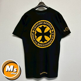 クロムハーツ スクロールラベル CHプラス サークル 黒 ブラック イエロー 半袖 Tシャツ トップス メンズ レディース Lサイズ 新品未使用