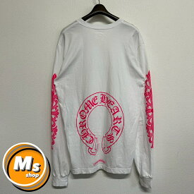 クロムハーツ ホースシュー 白 ホワイト ピンク 長袖 ロングTシャツ ロンT トップス メンズ レディース XLサイズ 極美品