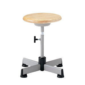 ノーリツイス 作業用チェア 木製座 回転式 丸椅子 樹脂固定脚 T-5T