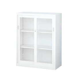生興 ガラス引き違い扉書庫 下置用 ホワイト W880×D400×H1120mm ANW-34G