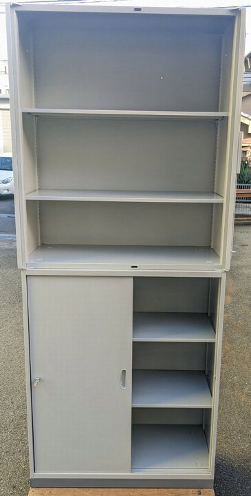 楽天市場】【中古】 ナイキ 両開き書庫＋引き違い書庫AW色 上下組 