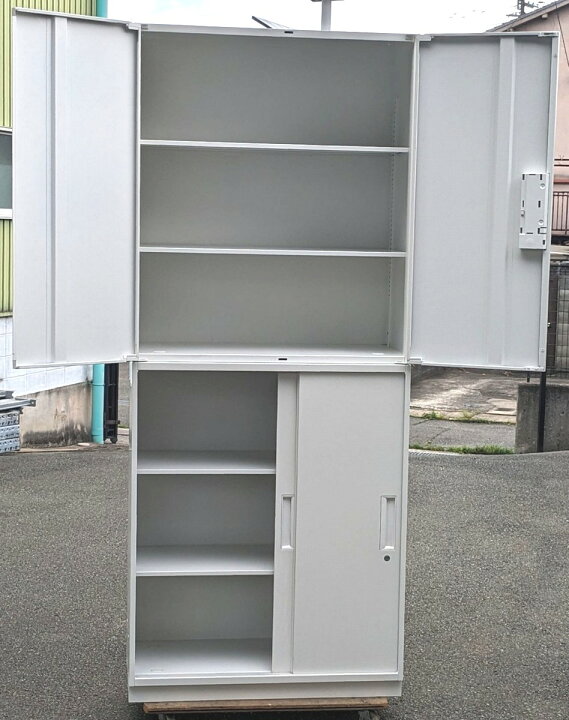 楽天市場】【中古】 TOYOSTEEL 両開き書庫＋3枚扉書庫 ホワイト色 