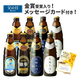 誕生日 ギフト ビール 独歩ビール（父の日ラベル）8本セット メッセージカード付き （送料無料、クール配送） 父の日 父 プレゼント 宮下酒造 クラフトビール 地ビール 飲み比べ 黒ビール 詰め合わせ