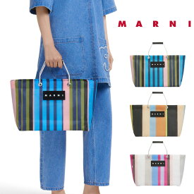マルニ フラワーカフェ MARNI FLOWER CAFE ストライプ トートバッグ マルニ マーケット MARUNI バッグ PVC トート ナイロン ロゴ ブランド バッグ カバン 小さい 小さめ 軽い 軽量 横型 カジュアル 大学生 おしゃれ 可愛い A4 ギフト プレゼント レディース