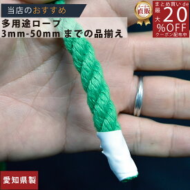 ロープ カラーエステルロープ （緑）分径（直径）8mm 切り売り 】/3980円以上で送料無料/紺屋商事/ロープ ろーぷ ポリ ロープ トラック 引っ張り 吊り下げ 強度 エステル スパン ロープ ポリエステル スパンエステルロープ 作業 マリン 海