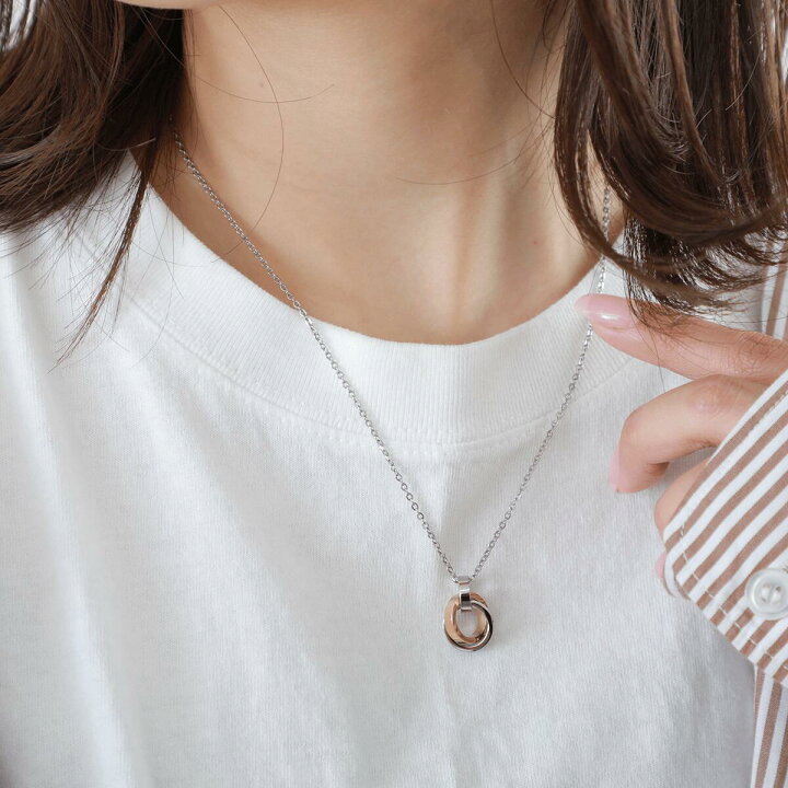 楽天市場】ダブルリングネックレス【ステンレス ネックレス レディース  