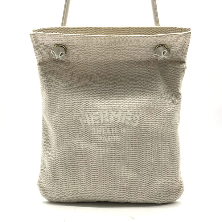 極美品 エルメス アリーヌ PM レザー キャンバス ショルダーバッグ  