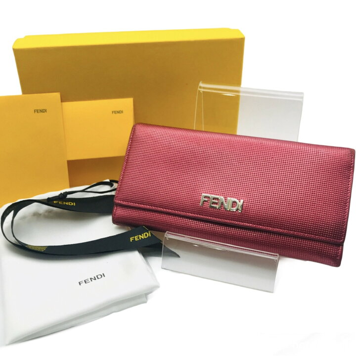 楽天市場】【中古】良品 FENDI フェンディ ロゴ レザー 二つ折り 長 