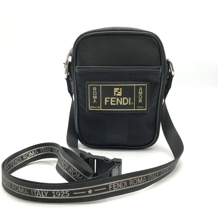 楽天市場】【中古】美品 FENDI フェンディ ペカン キャンバス レザー 