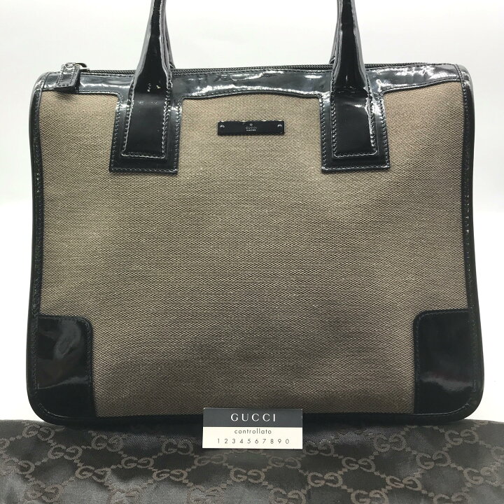 楽天市場】【中古】良品 GUCCI グッチ キャンバス エナメル ハンド 