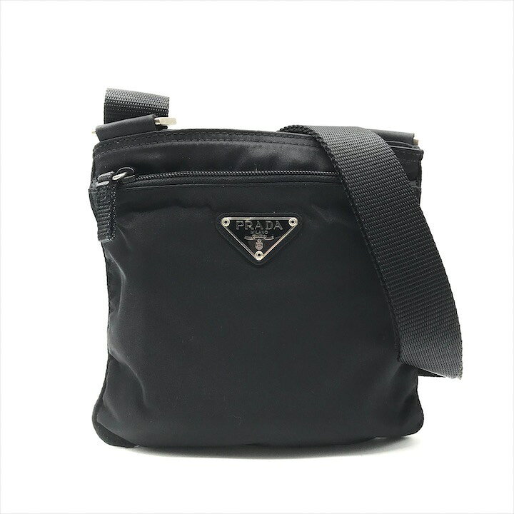 良品 PRADA プラダ 三角ロゴ プレート ショルダー バッグ ナイロン 