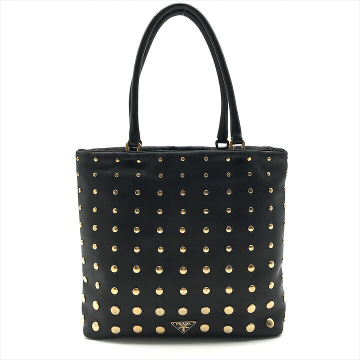 楽天市場】【中古】美品 PRADA プラダ 三角ロゴ レザー スタッズ ミニ 