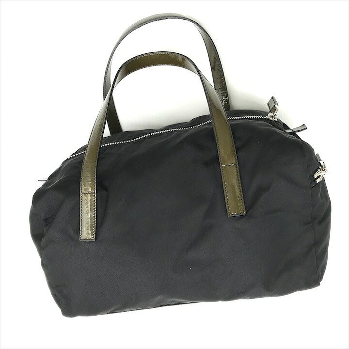 良品】 PRADA ミニボストンバッグ 三角ロゴ ナイロン ブラック（良品 