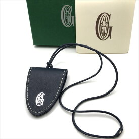 【中古】保管品 GOYARD ゴヤール ロゴ刻印 クロ ユニバーサル バッグ クリップ レザー ネイビー シルバー k2558