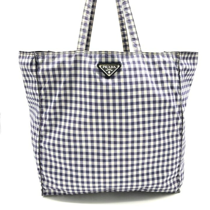 楽天市場】【中古】良品 PRADA プラダ 三角ロゴ プレート ギンガム  