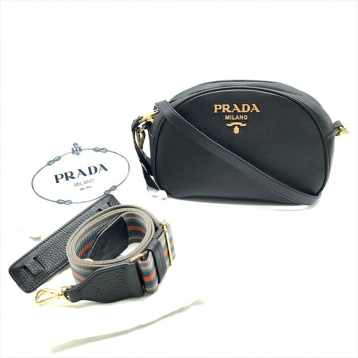 楽天市場】【中古】美品 PRADA プラダ ロゴ ゴールド金具 レザー  
