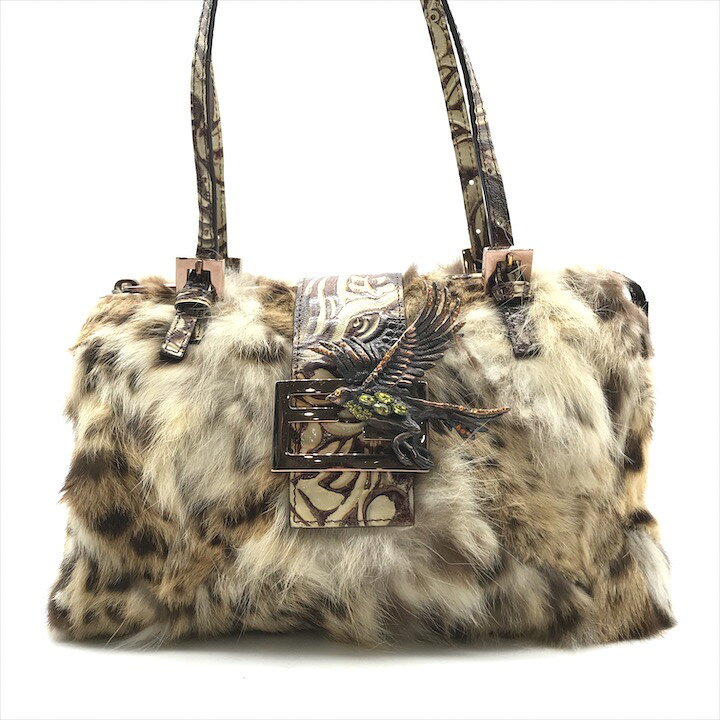 楽天市場】【中古】良品 FENDI フェンディ ラパンファー レザ 