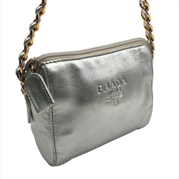 楽天市場】【中古】良品 PRADA プラダ レザー 三角ロゴプレート ミニ
