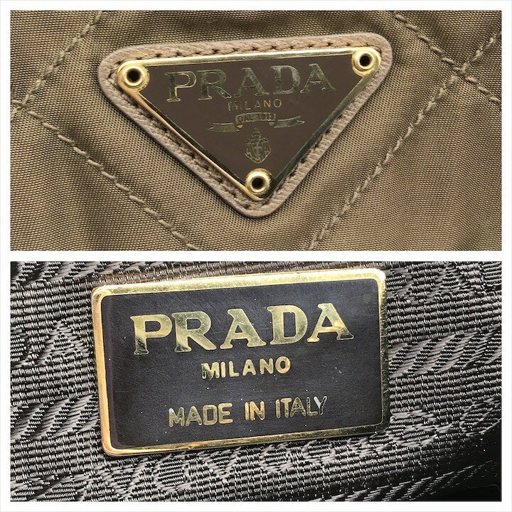 楽天市場】【中古】良品 PRADA プラダ 三角ロゴ プレート ナイロン 