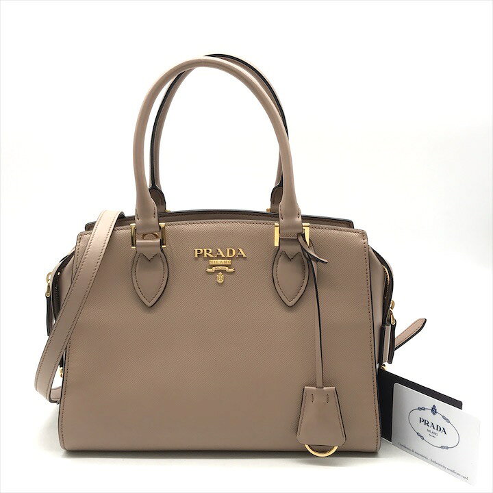 美品 PRADA プラダ ハンドバッグ レザー エナメルコーティング  