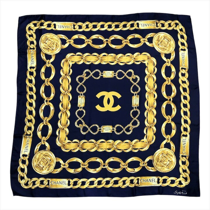 楽天市場】【中古】美品 CHANEL シャネル チェーン ロゴ スカーフ 大判  