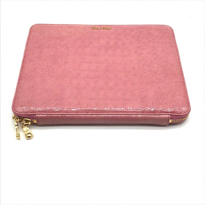 楽天市場】【中古】美品 miu miu ミュウミュウ ロゴ クロコ型押し 