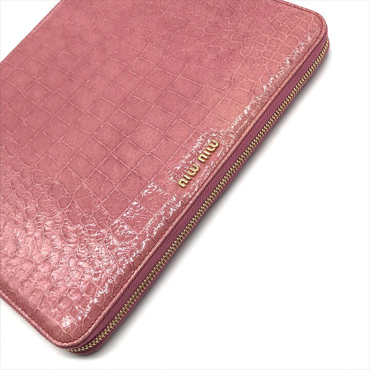 楽天市場】【中古】美品 miu miu ミュウミュウ ロゴ クロコ型押し 