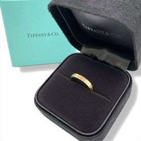 【中古】美品 TIFFANY＆Co. ティファニー フラット バンド 3P Au750 K18 7号 リング 指輪 アクセサリー ゴールド レディース 箱付き yn02