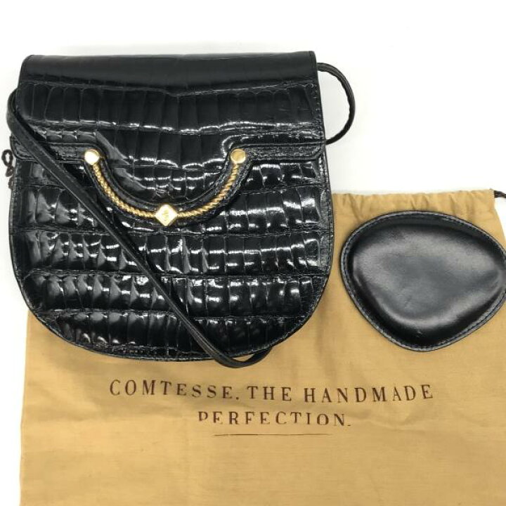 楽天市場】【中古】COMTESSE コンテス 本クロコ ロゴ金具 ショルダー  