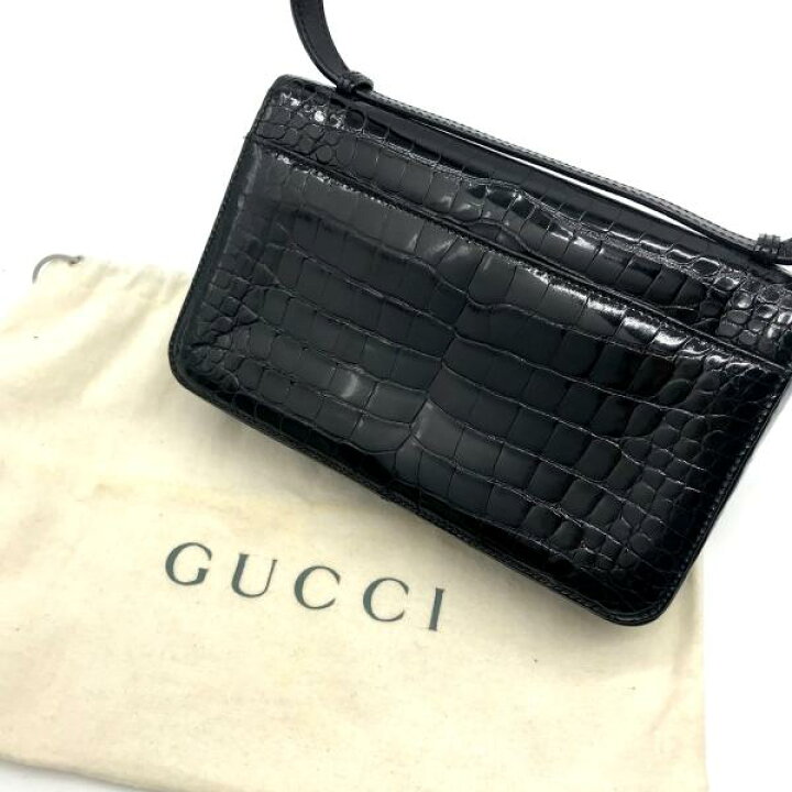 楽天市場】【中古】GUCCI グッチ 本クロコ センター割り ロゴ金具 