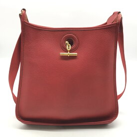 【中古】Hermes エルメス ヴェスパ レザー ショルダー バッグ 赤 g金具 k1027