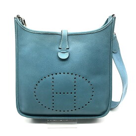 【中古】良品 HERMES エルメス エヴリン3 PM エプソン ブルージーン ショルダー バッグ P 金具 シカクM刻印 k738