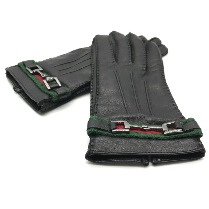 楽天市場】【中古】美品 GUCCI グッチ グローブ レザー シェリー 